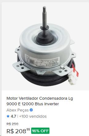 Comparação de preço de Motor Ventilador Evaporadora Lg 09/12000 Btus Universal