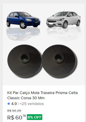 Comparação de preço de Kit Calço Mola Traseira Corsa Wind Classic Celta Prisma