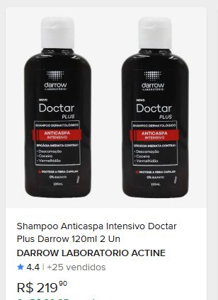 Comparação de preço de Shampoo Anticaspa Intensivo Doctar Plus Darrow 120ml 2 Un