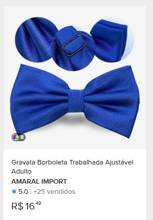 Comparação de preço de Gravata Borboleta Trabalhada Ajustável Masculina Adulto