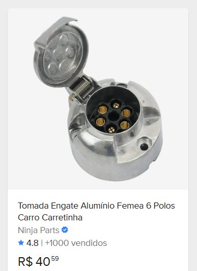 Comparação de preço de Tomada De Engate Carretinha Reboque Fêmea Alumínio 6 Polos