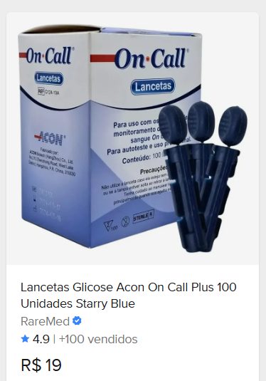 Comparação de preço de Lancetas Glicose Acon On Call Plus 100 Unidades Starry Blue