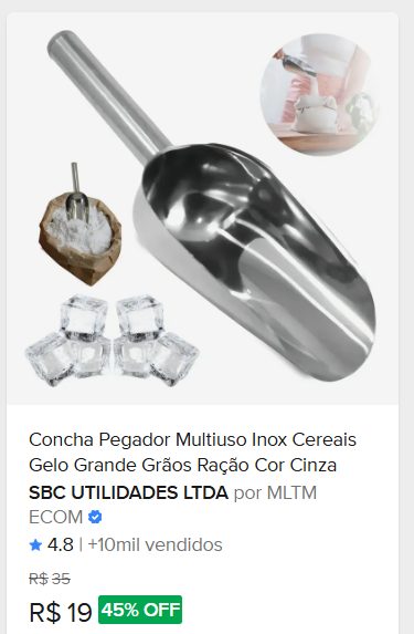 Comparação de preço de Concha Pegador Multiuso Inox Cereais Gelo Grande Grãos Ração