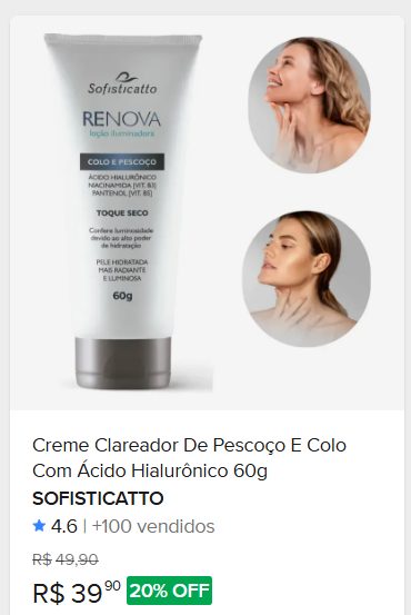 Comparação de preço de Creme Clareador De Pescoço E Colo 60g