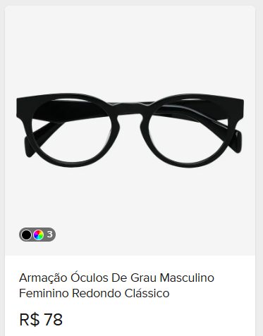 Comparação de preço de Armação Óculos Redondo Masculino Feminino Clássico