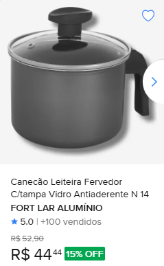 Comparação de preço de Canecão Leiteira Fervedor C/tampa Vidro Antiaderente