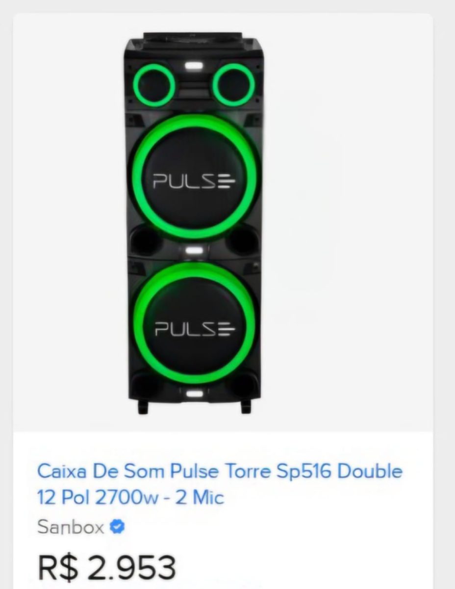 Comparação de preço de Caixa de Som Torre Double 12 Pol, 2700W Pulse - SP516