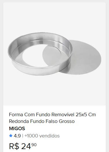 Comparação de preço de Forma Com Fundo Removível 25x5 Cm Redonda Fundo Falso