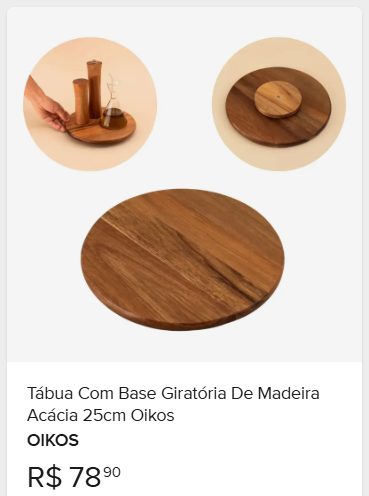 Comparação de preço de Tabua Bandeja Redonda Base Giratória Madeira Acácia