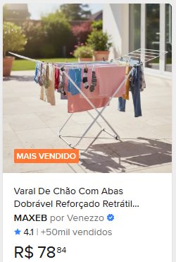 Comparação de preço de Varal De Chão Com Abas Dobrável Reforçado Retrátil Grande