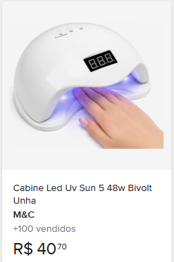 Comparação de preço de Cabine Led Uv Sun 5 48w Bivolt Unha