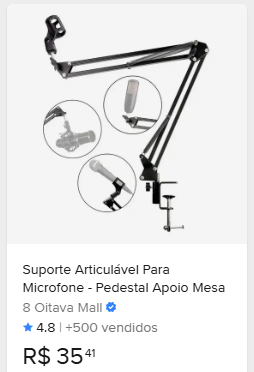 Comparação de preço de Suporte Articulável Para Microfone - Pedestal Apoio Mesa