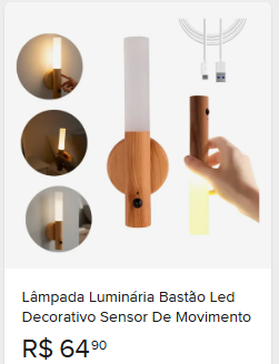 Comparação de preço de Lâmpada Luminária Bastão Led Decorativo Sensor De Movimento