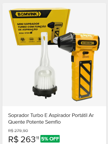 Comparação de preço de Mini Soprador Turbo Bomvink BOM-9729 2 Em 1