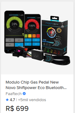 Comparação de preço de Modulo Chip Gas Pedal New Novo Shiftpower Eco Bluetooth App