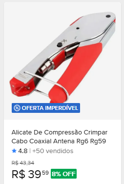 Comparação de preço de Alicate De Compressão Crimpar Cabo Coaxial Antena Rg6 Rg59 exbom