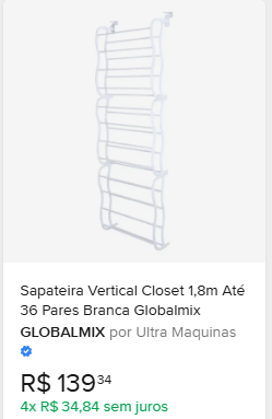 Comparação de preço de Sapateira Vertical Parede Porta Ajustável Até 36 Pares