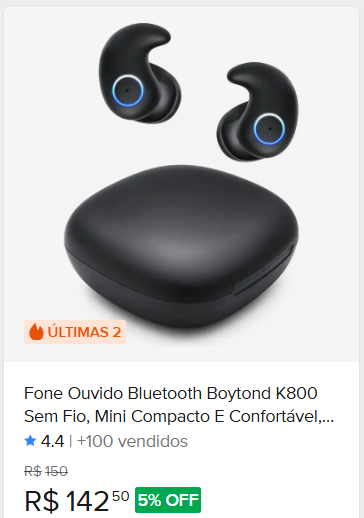 Comparação de preço de Fone Ouvido Bluetooth K800 Sem Fio