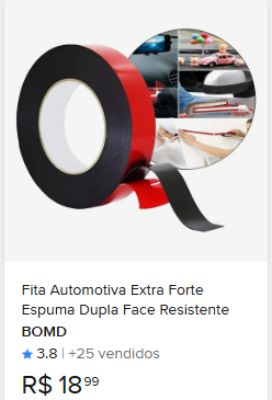 Comparação de preço de Fita Automotiva Dupla Face Forte Resistência Temperatura