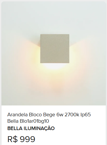 Comparação de preço de Arandela De Gesso Bloco Bege 6w Ip65