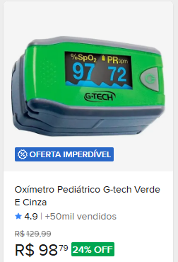 Comparação de preço de Oxímetro Pediátrico G-tech Verde E Cinza
