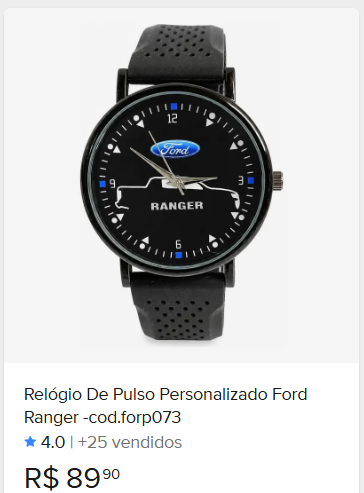 Comparação de preço de Relógio De Pulso Ford Ranger