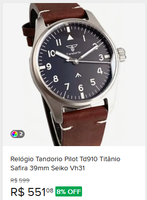 Comparação de preço de Relógio Tandorio Pilot 39mm Safira 200m