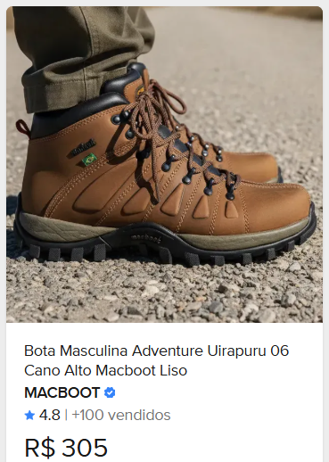 Comparação de preço de Bota Masculina Adventure Uirapuru 6 Xama Tam. 40