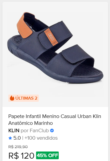 Comparação de preço de Sandalia Infantil Menino Tam. 28