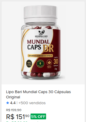 Comparação de preço de Lipo Bari Mundial Caps 30 Cápsulas Original