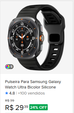 Comparação de preço de Pulseira Para Samsung Galaxy Watch Ultra Bicolor Silicone