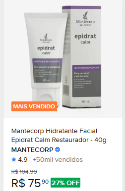 Comparação de preço de Mantecorp Hidratante Facial Epidrat Calm Restaurador - 40g