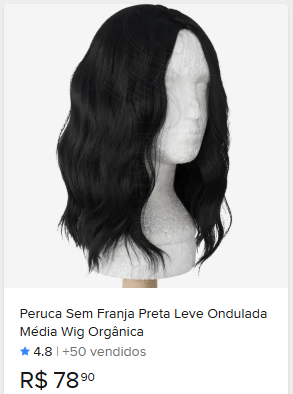 Comparação de preço de Peruca Sem Franja Preta Ondulada