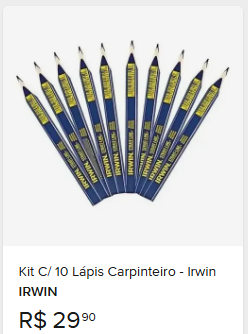 Comparação de preço de Kit C/ 10 Lápis Carpinteiro - Irwin