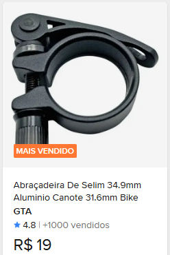 Comparação de preço de Abraçadeira De Selim 34.9mm Aluminio Canote 31.6mm Bike