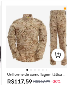 Comparação de preço de Uniforme de camuflagem tática Airsoft Tam. G