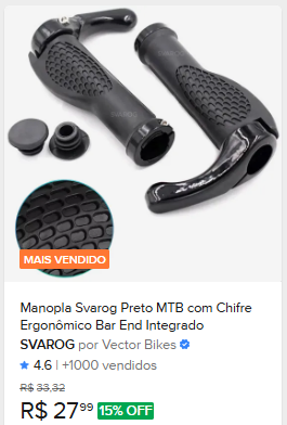 Comparação de preço de Manopla Svarog Preto MTB Bar End Integrado