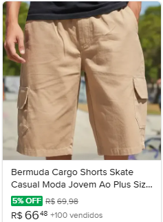 Comparação de preço de Bermuda Cargo Shorts Tam. GG