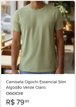 Comparação de preço de Camiseta Masculina Básica Slim Ogochi 100% Algodão Tam. GG
