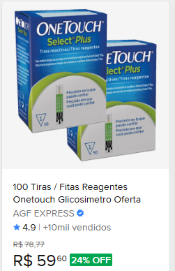 Comparação de preço de 100 Tiras / Fitas Reagentes Onetouch Glicosimetro