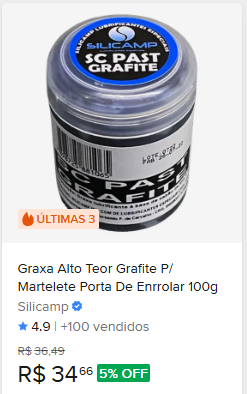 Comparação de preço de Graxa Alto Teor Grafite P/ Martelete Porta De Enrrolar 100g