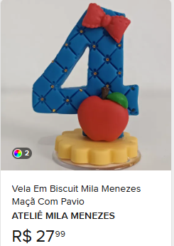 Comparação de preço de Vela Em Biscuit Mila Menezes Maçã Com Pavio