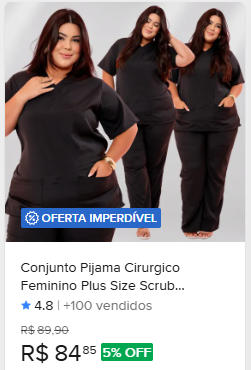 Comparação de preço de Conjunto Pijama Cirurgico Feminino Plus Size Scrub Elastano tam. G1