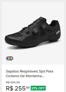 Comparação de preço de Sapatilha Ciclismo N° 45