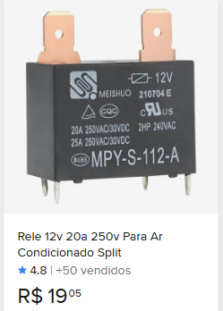 Comparação de preço de Rele 12v 20a 250v Para Ar Condicionado Split