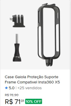 Comparação de preço de Case Gaiola Proteção Suporte Frame Compativel Insta360 X5