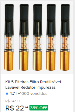 Comparação de preço de 5 Filtro Piteiras Reutilizável Lavável Pare De Fumar Premium Kit Com 5