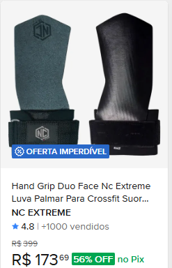 Comparação de preço de Hand Grip Duo Face Nc Extreme Luva Palmar Para Crossfit Suor Cor Grafite E Preto Tamanho G