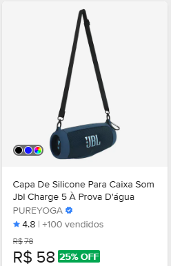Comparação de preço de Capa De Silicone Para Caixa Som Jbl Charge 5 À Prova D'água