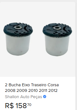 Comparação de preço de 2 Bucha Eixo Traseiro Corsa 2008 2009 2010 2011 2012